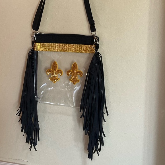Fleur De Lis New Orleans Saints Clear Crossbody Stadium Bag. - Picture 4 of 4